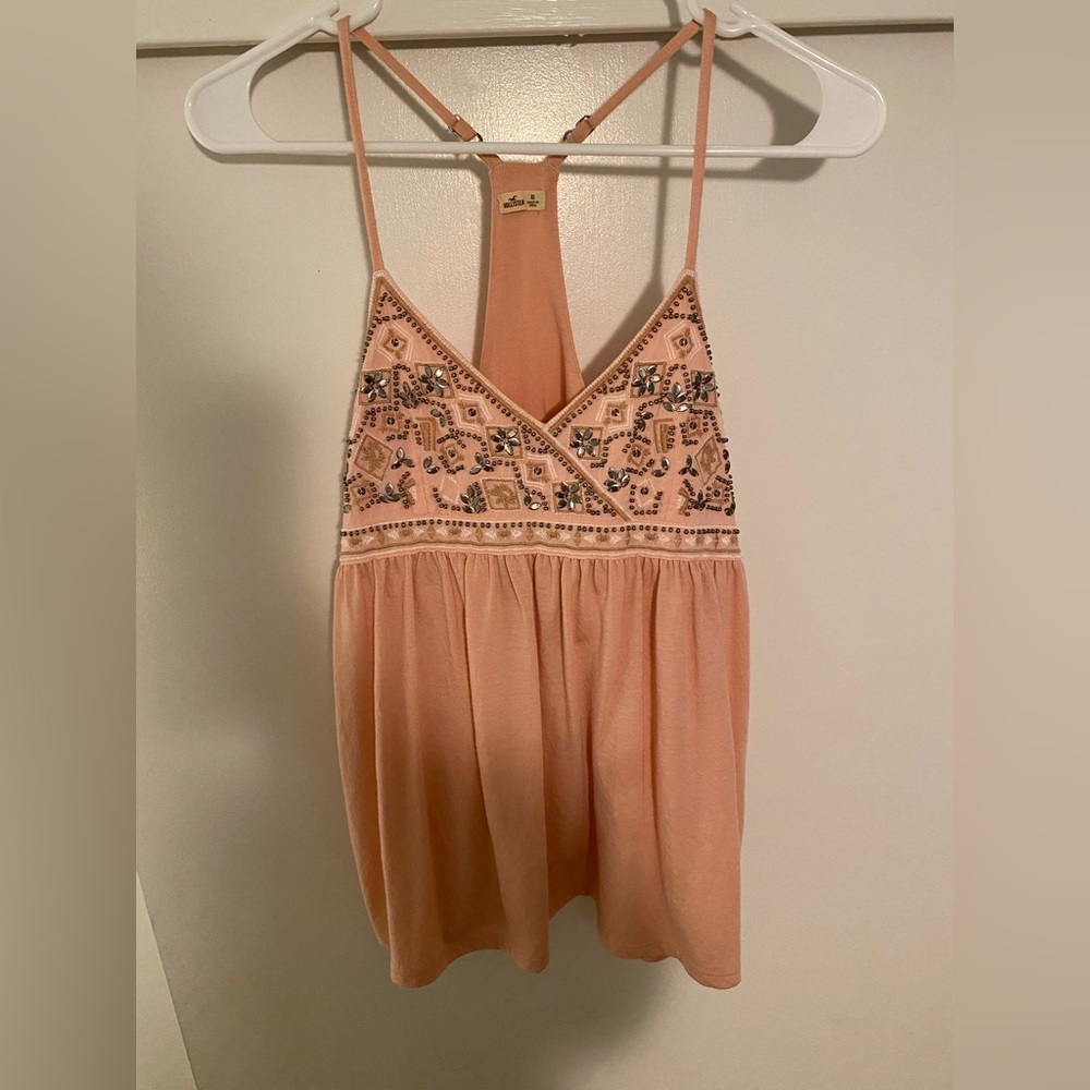 Hollister pink beaded top